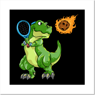 Dino with Tennis racket and Ball at Tennis Posters and Art